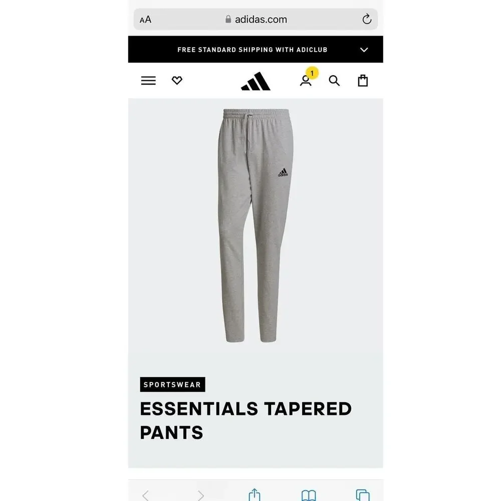 Mens Gray Joggers Adidas Size Large Heather Gray Jersey Light Weight - Picture 11 of 14